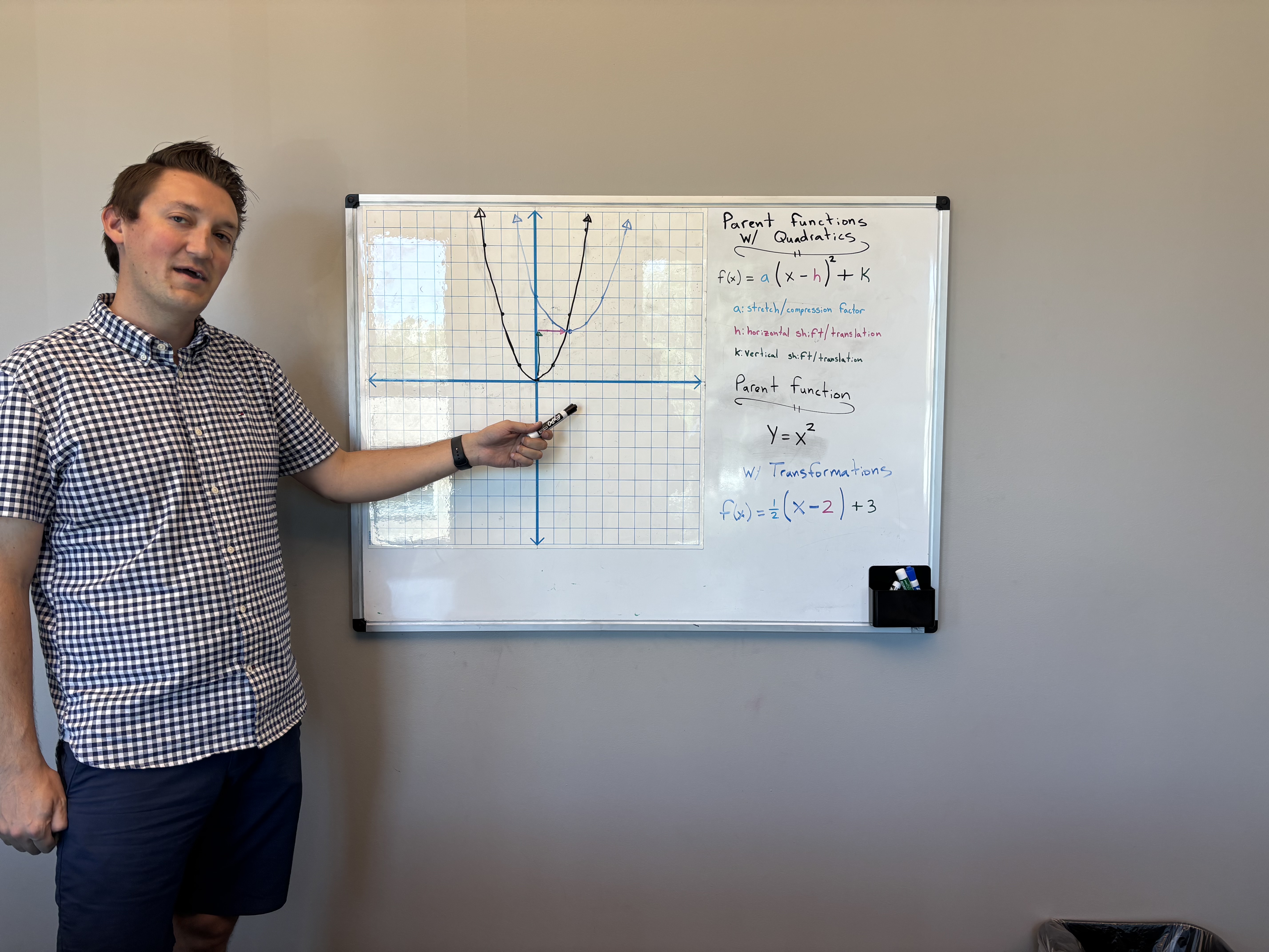 Working through problems on the whiteboard